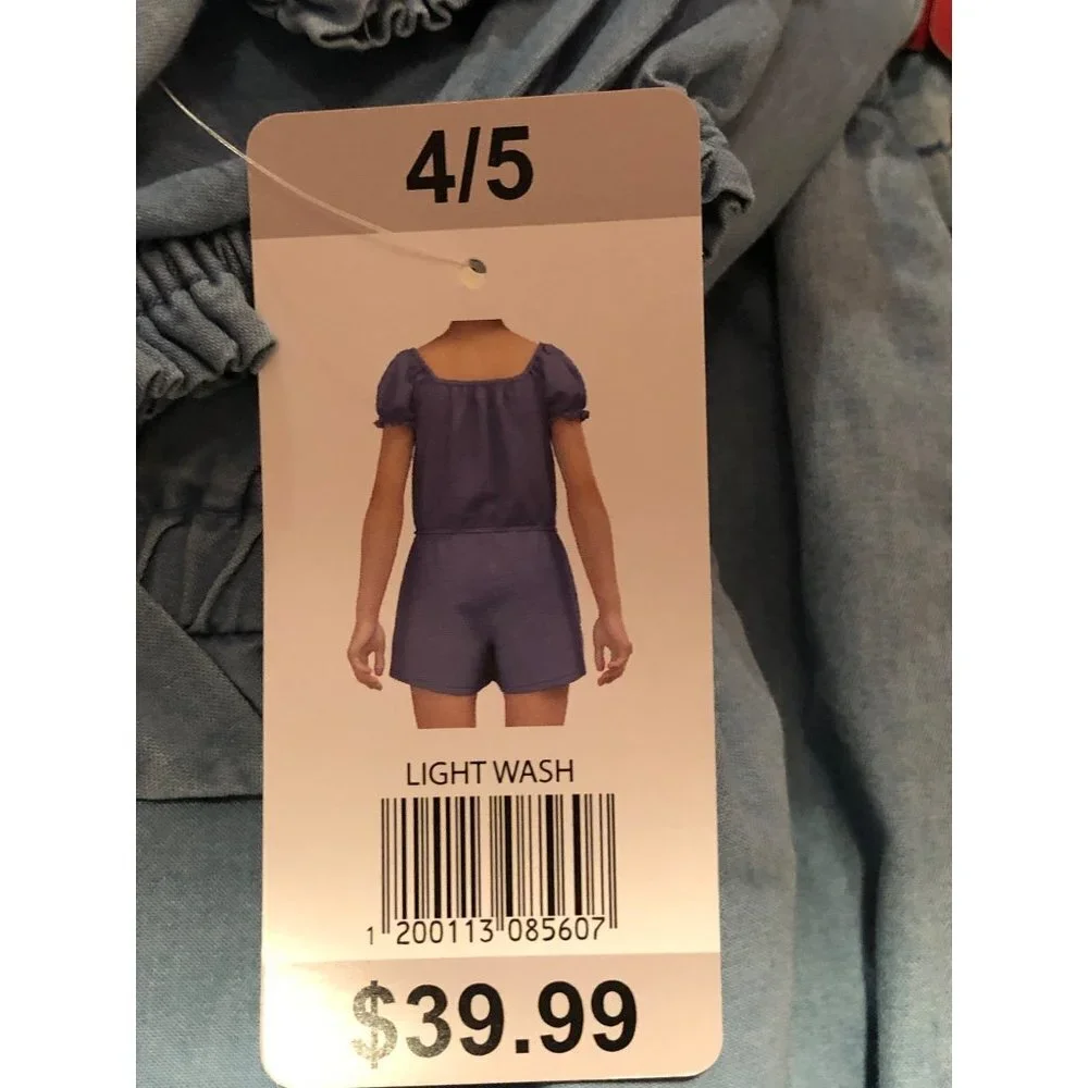 GAP Girl's Soft Chambray‎ Short Puff Sleeve One Piece Romper NWT